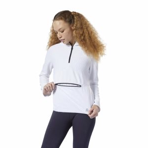 Bluza Z Kapturem Damskie Reebok Thermowarm Deltapeak Control Białe PL 03MLCRN